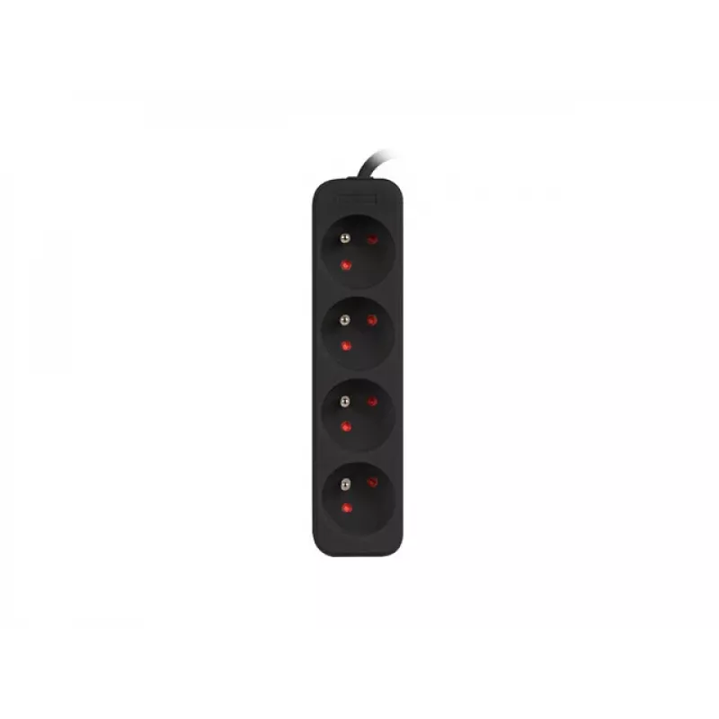 Strāvas pagarinātājs Lanberg PS0-04E-0100-IEC-BK 1m 4 maiņstrāvas rozetes Iekštelpām Melns