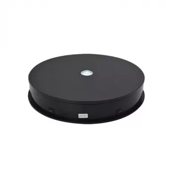 Elektrisks 360° rotējošs displeja statīvs ar LED apgaismojumu, apaļš 30 cm, melns