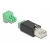 DeLOCK 66607 kabeļa pārveidotājs RJ45 3 kontaktu spaiļu bloks Melns Zaļš