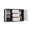 Kumode 2 durvis 3 atvilktnes top e shop M-MP-K-MAL-2D3S-ANTBIA — Antracīta rāmis, Baltas durvis, 1200×750×400 mm