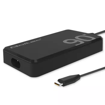 Qoltec 90W GaN Super Fast SLIM sienas lādētājs | XP | 5-20V | 4.5A | USB-C 3.1 | Portatīvais dators | MacBook | Viedtālrunis | + kabelis
