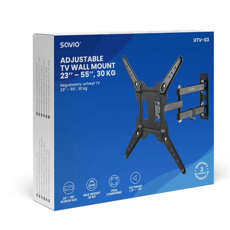 Savio UTV-03 TV stiprinājums/statīvs 139.7 cm (55) Melns