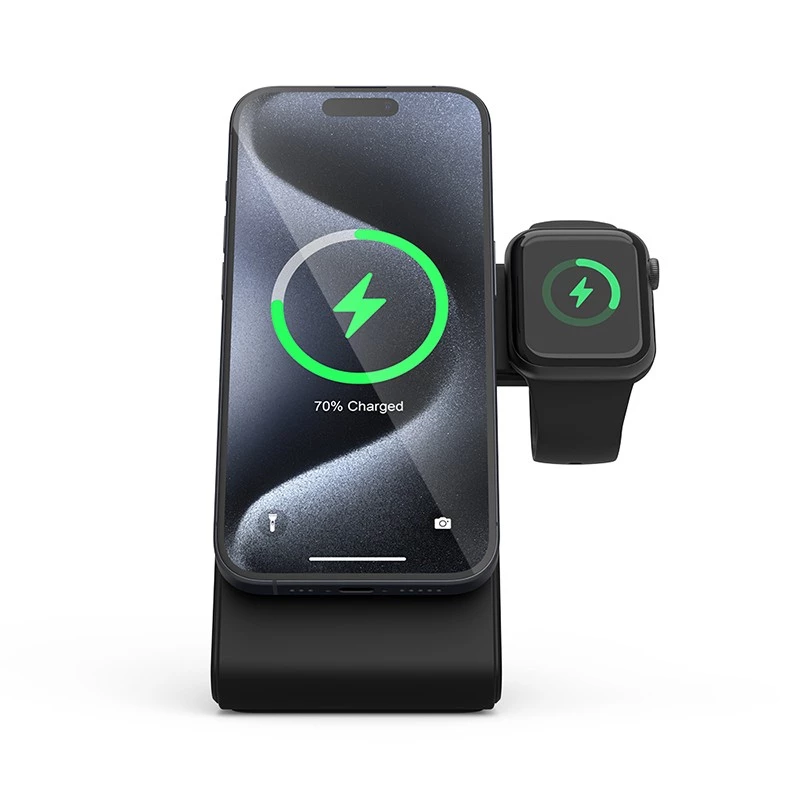 Iekštelpu lādētājs Crong CRG-MSPS-BLK viedpulkstenim melns Lightning USB bezvadu
