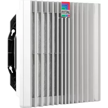Ventilatora komplekts Rittal SK 3241.810 — iebūvēts maiņstrāvas ventilators, gaisa plūsma 245 m³/h, plastmasas korpuss, pelēks
