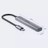USB-C centrmezgls Unitek H1208B — 1x USB-A 5 Gbps, 3x USB-A 2.0, USB-C saimniekdators, alumīnija korpuss, 0,20 m kabelis