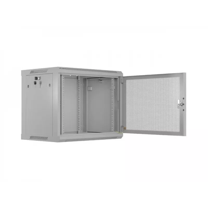 19 inch 9U 600x450 pelēks sienas montāžas skapis, perforēts