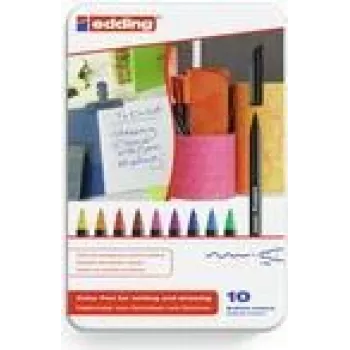 Flomasteru komplekts Edding 1200 colourpen smalka rakstīšana Melns Zils Brūns Zaļš Oranžs Rozā Purpursarkans Sarkans Dzeltens 10 gab.