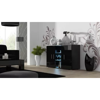 Sānu bufete Cama SOHO S7 120 cm, melns spīdums