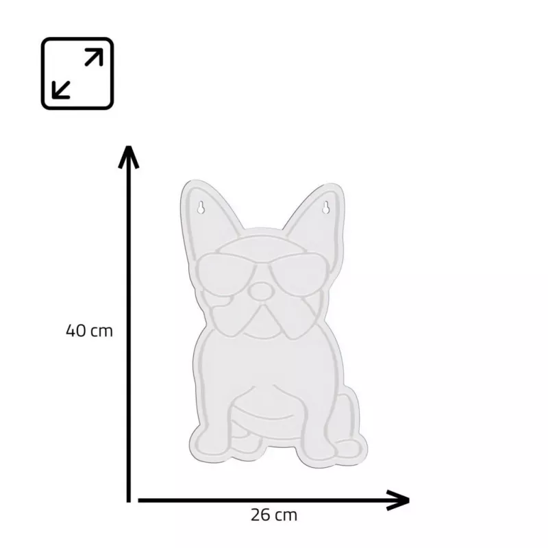 Neona gaisma MANTA Manta SNL66WH French Bulldog balta — dekoratīva LED neona izkārtne franču buldoga formā