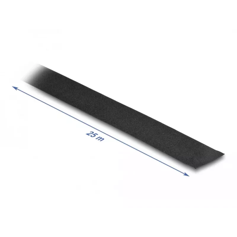 DeLOCK auduma lente 25 m x 25 mm plīsuma pašlīmējoša melna