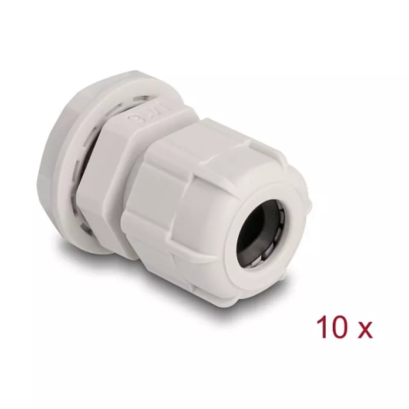 Kabeļu blīvslēgs M16 DELOCK, plastmasas, pelēks, iepakojumā 10