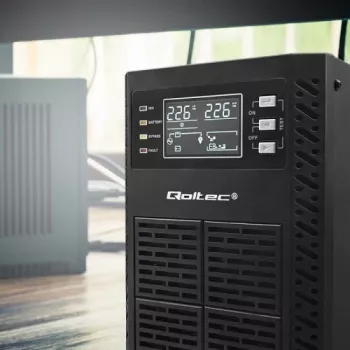 Qoltec 52281 nepārtrauktās barošanas avots (UPS) Dubultās pārveidošanas (Online) 2 kVA 2000 W 3 × F tipa kontaktligzdas