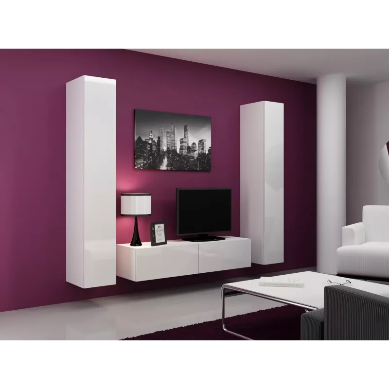 Cama viesistabas mēbeļu komplekts VIGO 9 balts/balts glancēts