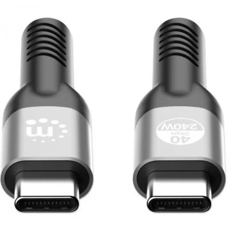 Manhattan Fast USB-C to USB-C kabelis (240W), 1m, 240W Laptop Charging + High-Speed Data & Video, Works with ALL Laptops (Note additional USB-C 240W wall charger needed), 40 Gbps Ultra-Fast Transfers, Melns, 3 year Warranty