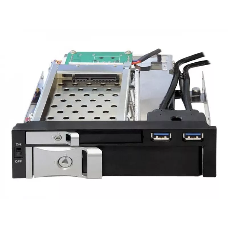 DeLOCK 5,25 mobilais nodalījums 1 x 2,5 + 1 x 3,5 SATA HDD + 2 x USB3.0 porti - mobilais atmiņas nodalījums - 6,4 cm, 8,9 cm (2.5, 8,90 cm (3.5)) (47209)