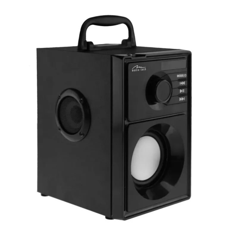 Bezvadu skaļrunis MEDIA-TECH MT3179, 20W (RMS 15W), Bluetooth 5.1, FM, MicroSD, USB, AUX, Li-Ion, 6 h, koka korpuss