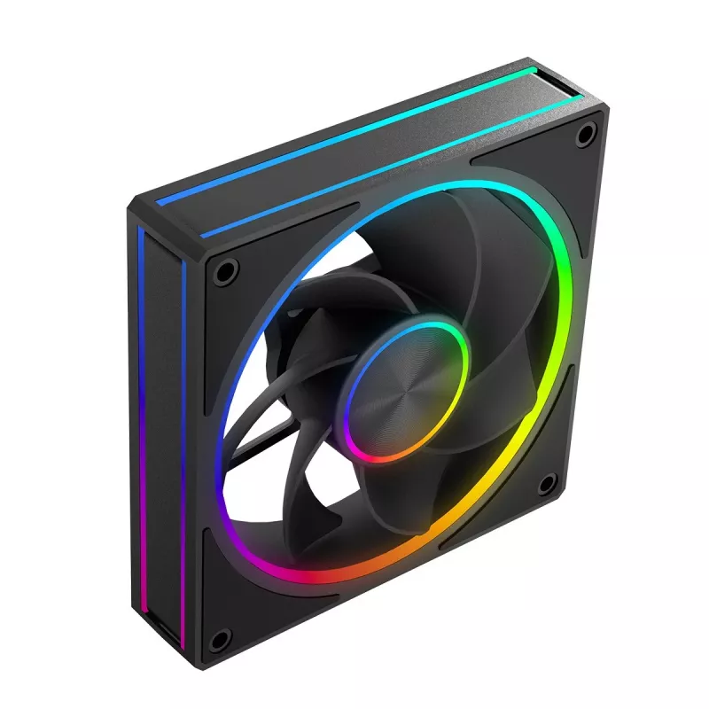 Korpusa ventilators MODECOM VOLCANO LOOP 120 ARGB Reverse Fan Melns 120 mm PWM 400–1400 RPM ARGB galvene