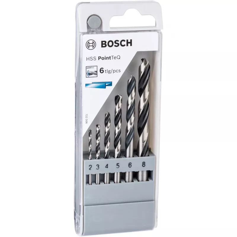 Bosch HSS PointTeQ vīturbju komplekti, urbis, vīturbis, 8 mm, 117 mm, metāls, 7,5 cm