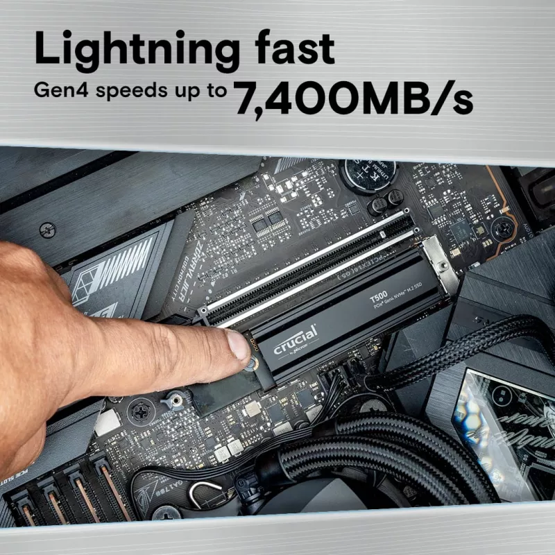 SSD diskdzinis Crucial T500 1TB M.2 NVMe 2280 PCIe 4.0 ar radiatoru