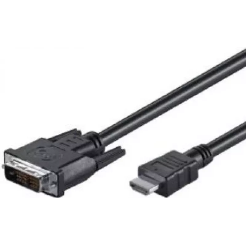 Wentronic Goobay HDMI™ / DVI-D kabelis, melns, 5 m - 19 kontaktu HDMI™ spraudnis>DVI-D (18+1) spraudnis (50582)
