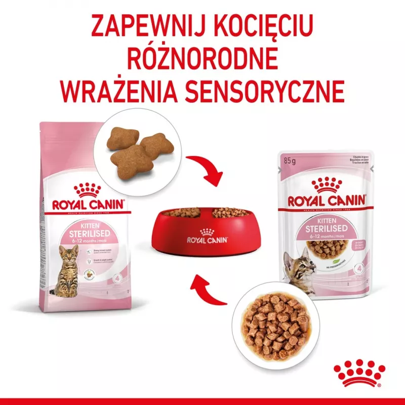Mitrā kaķu barība Royal Canin Sterilised Gravy, 12 x 85 g maisiņi — vistas gaļa, sterilizētiem/kastrētiem kaķēniem, 11% olbaltumvielu, 80,5% mitruma