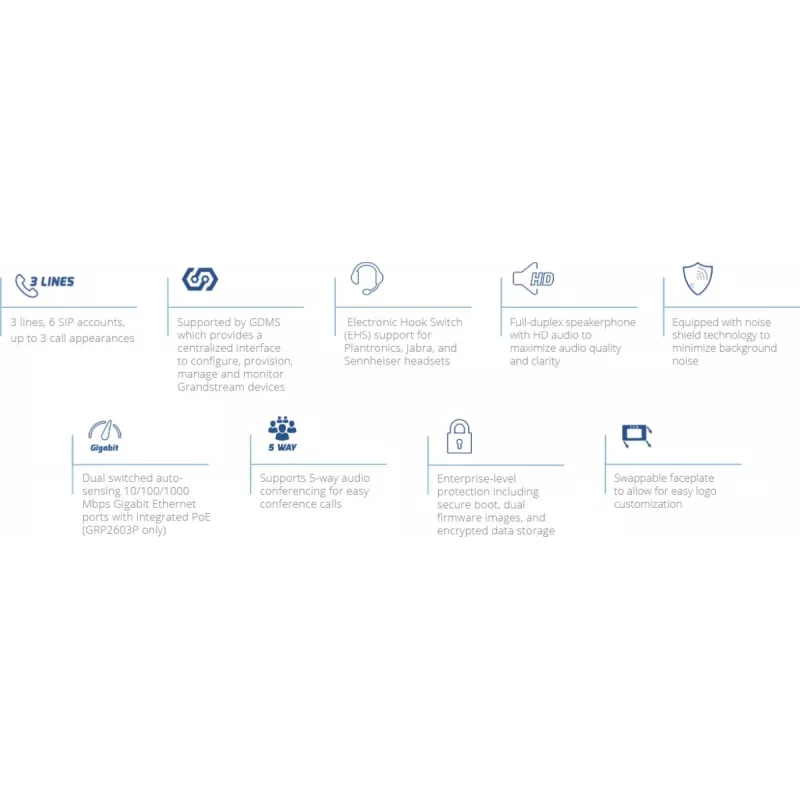 IP tālrunis Grandstream Networks GRP2603P Melns