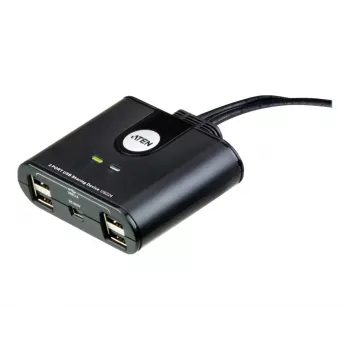 USB 2.0 2-portu perifērijas koplietošanas ierīce ATEN US224AT — USB Type-A, 1,8 m kabelis, melna
