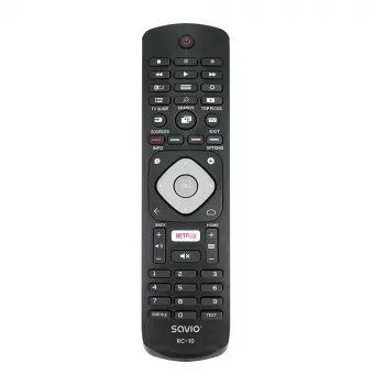 SAVIO tālvadības pults RC-10 Philips televizoriem, IR bezvadu, melna, spiedpogu ievade