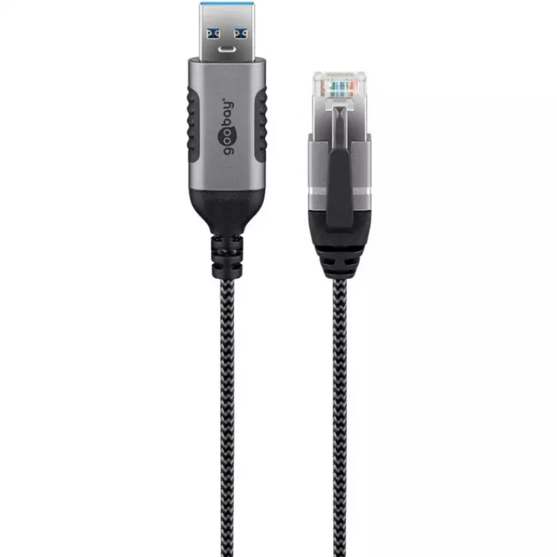 Goobay Ethernet-Cable USB-A 3.0 to RJ45 plāns 5 m - connects router, modem or (74397)