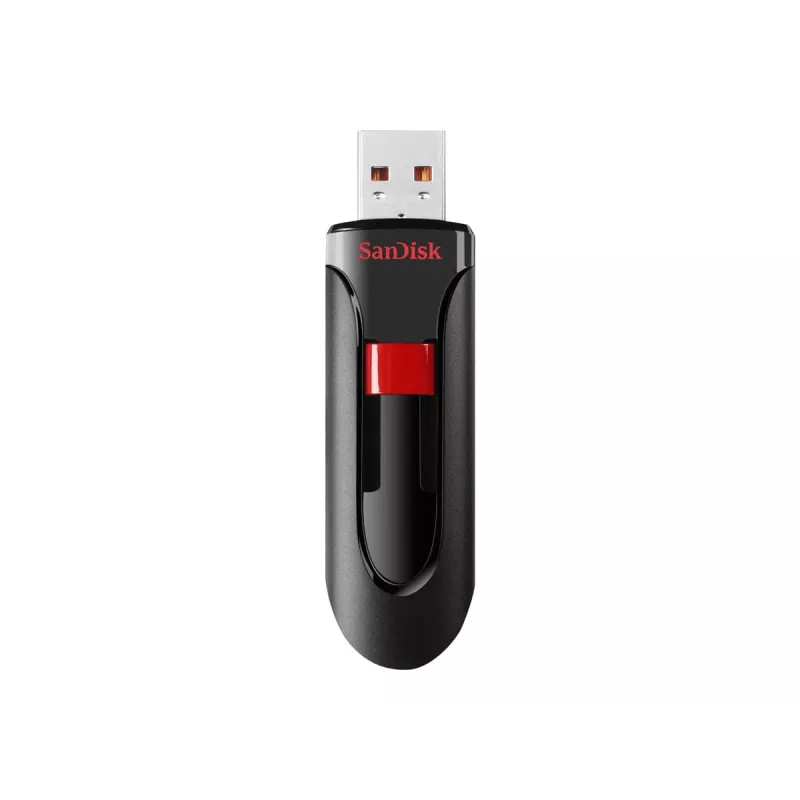 USB zibatmiņa SANDISK Cruzer Glide 32 GB USB Type-A 2.0, bīdāms dizains, paroles aizsardzība, melns/sarkans