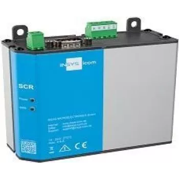 LAN maršrutētājs INSYS icom SCR‑E300, montāža uz DIN sliedes/sienas, SMA antenas savienotājs, 10/100 Mb/s, 12–24 V