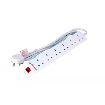 Strāvas pagarinātājs Microconnect MC-UKSURGESTRIP6-2M, 6 maiņstrāvas ligzdas, 2 m, baltā krāsā