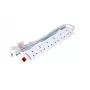 Strāvas pagarinātājs Microconnect MC-UKSURGESTRIP6-2M, 6 maiņstrāvas ligzdas, 2 m, baltā krāsā