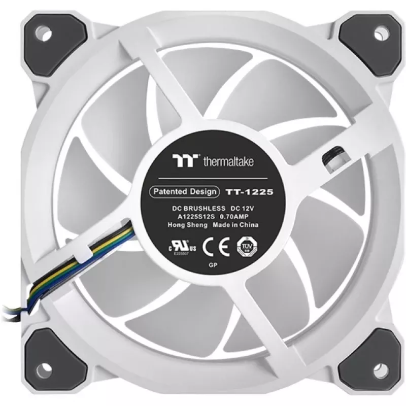 Thermaltake Riing Quad 12 ARGB 120 mm korpusa ventilatori, 3 gab. iepakojumā, balti