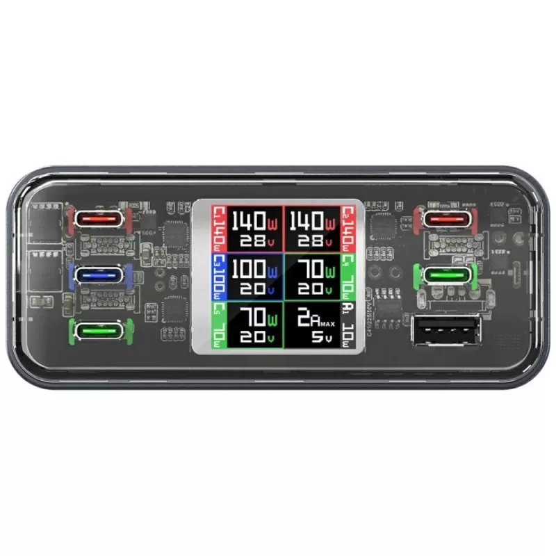 Lādēšanas stacija 360W 5xUSB-C + 1xUSB-A GaN