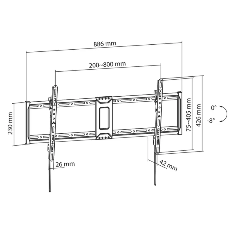 TV sienas stiprinājums SBOX PLB-5948T-2 43–90 collu ekrāniem, maksimālā slodze 70 kg, VESA līdz 800×400