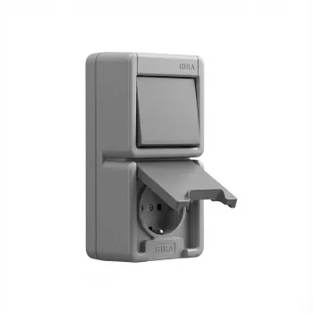 Kontaktligzda Schuko GIRA 417630, pelēka, Schuko tips, 250 V, 16 A, līdz 2 moduļiem