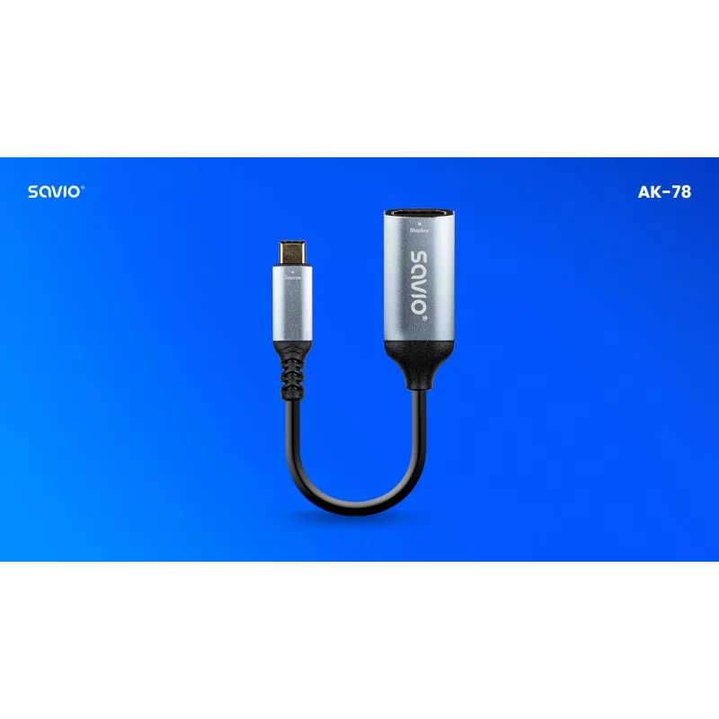 Savio Adapteris USB-C (vīr.) uz HDMI (siev.), 4K, 60Hz, alumīnijs, AK-78