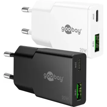 Goobay USB-C PD GaN Dual-Fast Charger plāns 20 W balts - 1x savienotāja barošana (75730)