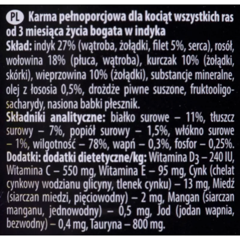 Dolina Noteci Premium Junior bagātināts ar tītaru mitrā kaķu barība 400 g