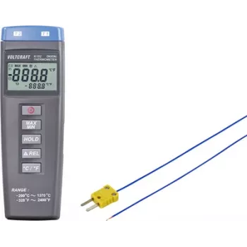 VOLTCRAFT K102 + TP 202 temperatūras mērīšanas instruments -200 līdz +1370 °C zonde Tips K