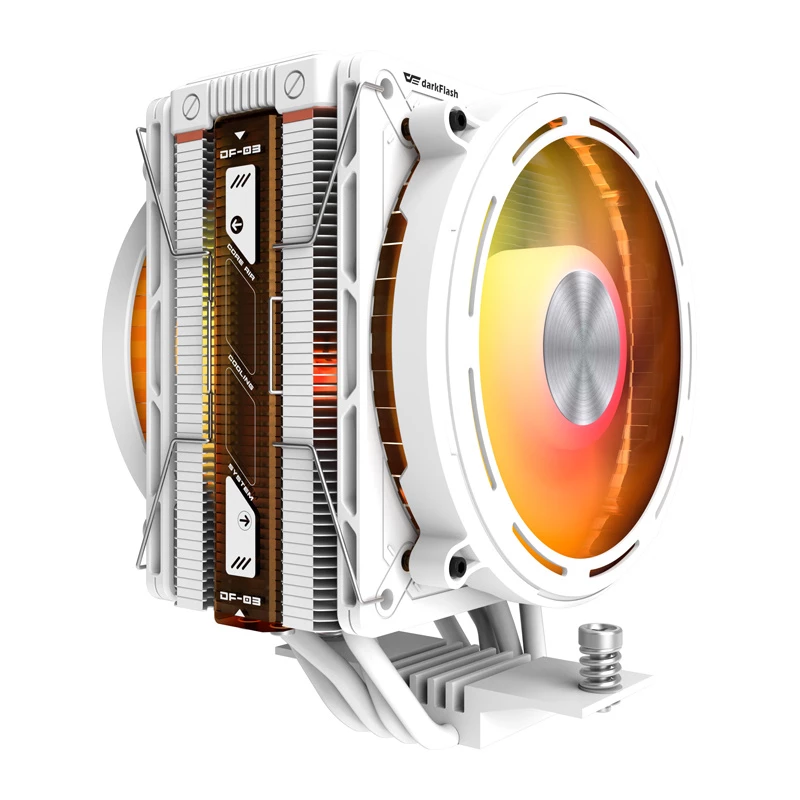 Procesora dzesētājs Darkflash E400 PLUS (balts) — aktīva gaisa dzesēšana centrālajam procesoram, torņa dizains, viena ventilatora konfigurācija