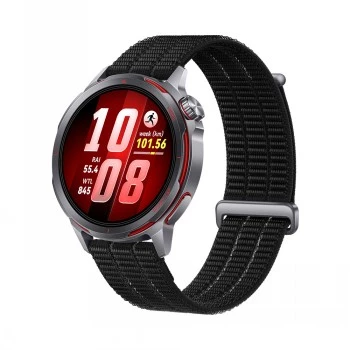 Viedpulkstenis HUAWEI GT Runner 2 — 1,32 collas (3,35 cm) AMOLED 466×466, titāna korpuss, GPS, fluoroelastomēra melna siksniņa