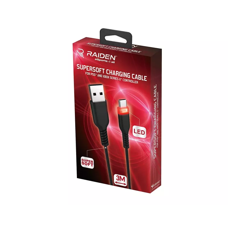 USB-C lādēšanas kabelis SUBSONIC SA5601 3 m – saderīgs ar PS5, Xbox, Nintendo Switch