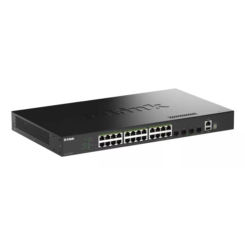 D-Link 28 portu Gigabit kaudzējams PoE+ viedais pārvaldāmais slēdzis ar 4 x 10G SFP+ portiem