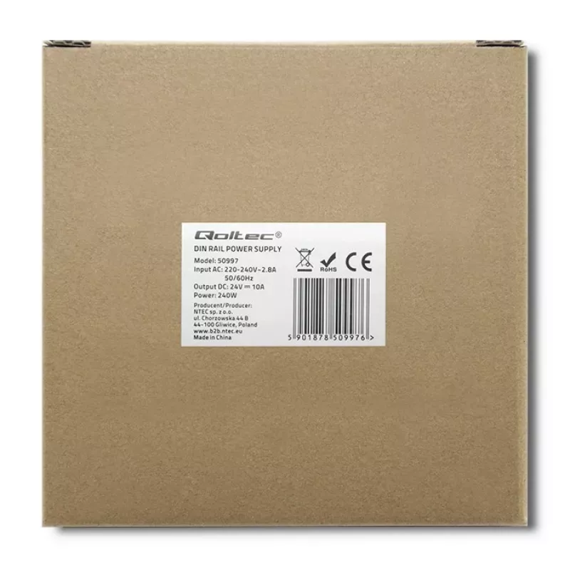 DIN sliedes barošanas avots QOLTEC 50997 240W 24V 10A