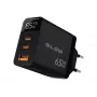 LCD sienas lādētājs USB ligzda + USB-Cx2 PD 65W GAN melns jaudas mērītājs