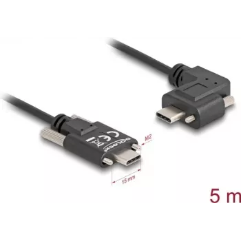 DeLOCK USB 2.0 kabelis USB Type-C vīrišķais uz USB Type-C vīrišķais leņķveida kreisais/labais PD 3.0 60W 5m