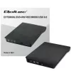 Ārējais DVD‑RW diskdzinis QOLTEC 51857 — USB 3.0, SATA interfeiss, DVD±R 8x, DVD±RW 4x, DVD‑RAM 5x, CD 24x, melns
