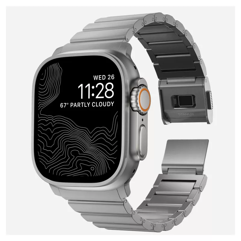 NOMAD Titāna siksna Apple Watch 46mm/49mm Sudraba